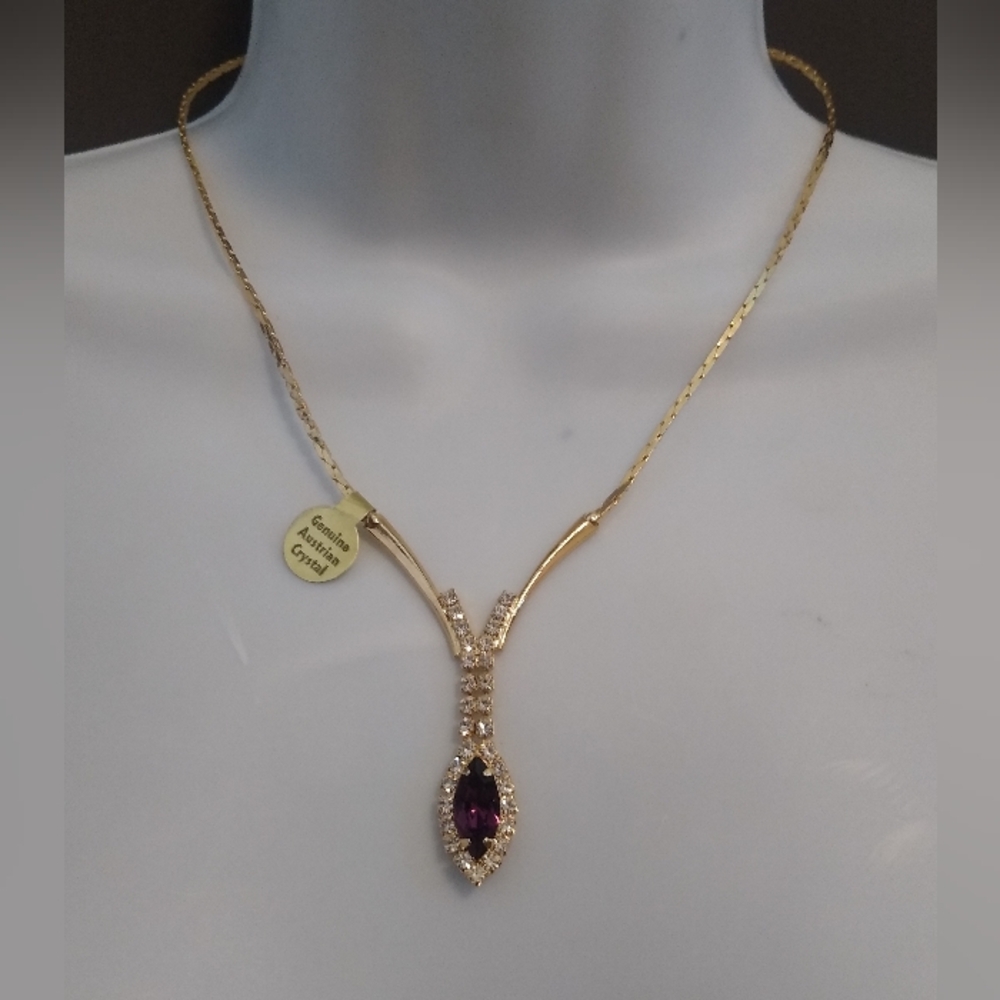 Austrian Crystal Necklace with Purple Gemstone